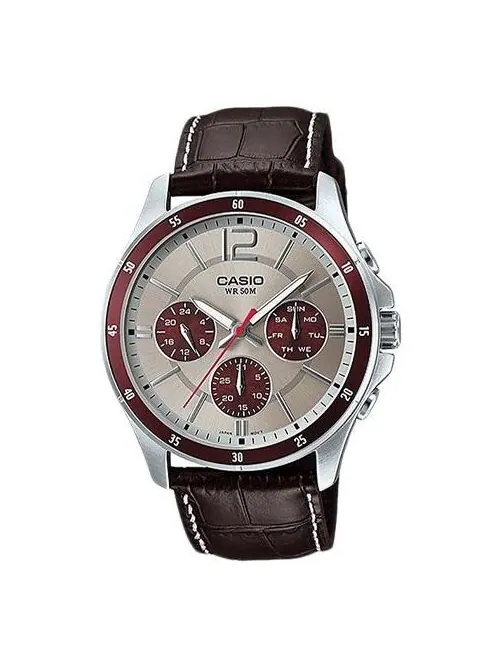 Часы CASIO Men's ENTICER Wrist Red/Brown Waterproof Mens Red/Brown Analog — изображение 1 из 4, оттенок красный/коричневый