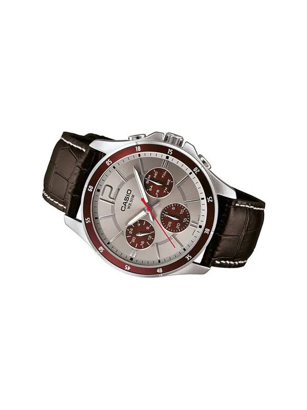 Часы CASIO Men's ENTICER Wrist Red/Brown Waterproof Mens Red/Brown Analog — изображение 2 из 4, оттенок красный/коричневый