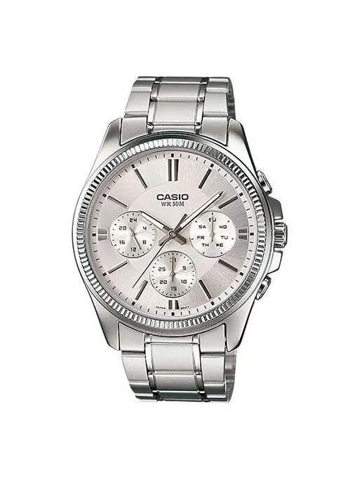 Часы CASIO Waterproof Stainless Steel Strap Quartz Mens White Analog — изображение 1 из 4, оттенок белый