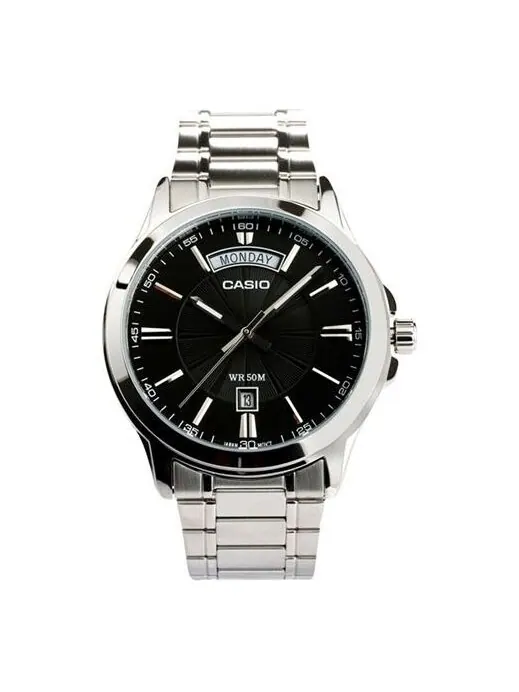 Часы CASIO Waterproof Stainless Steel Men Mens Black Analog — изображение 1 из 4, оттенок черный