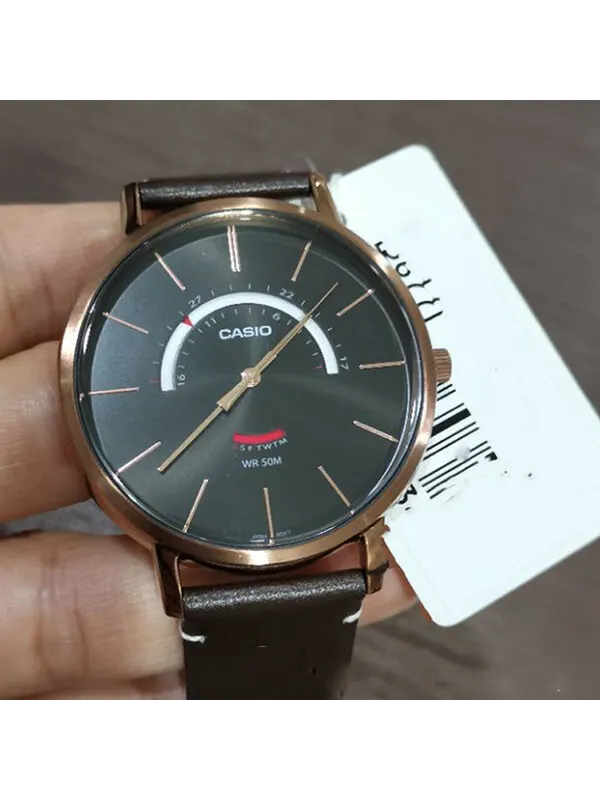 Часы Men's CASIO Dress Series Waterproof Quartz Black Dial 43mm Leather Strap Watch Mens Brown — изображение 4 из 4
