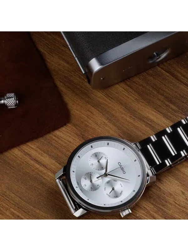 Часы Casio Dress Analog Watch 'Black Silver Metallic' — изображение 2 из 4, оттенок серебряный