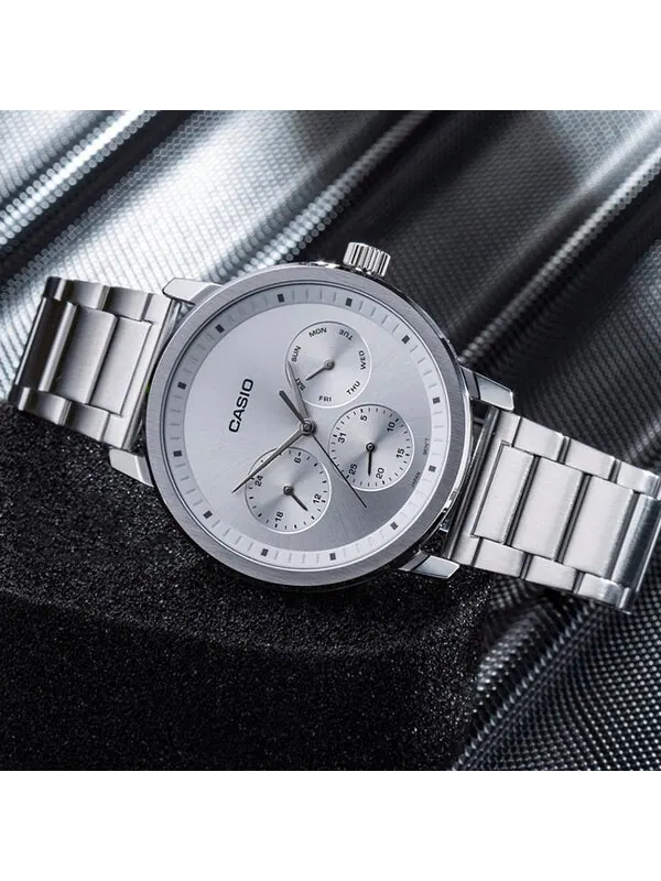 Часы Casio Dress Analog Watch 'Black Silver Metallic' — изображение 3 из 4, оттенок серебряный