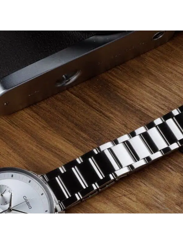 Часы Casio Dress Analog Watch 'Black Silver Metallic' — изображение 4 из 4, оттенок серебряный