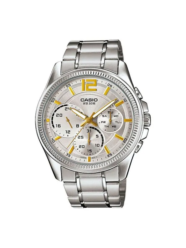 Часы CASIO ENTICERSeries Men'ses Quartz Waterproof Mens Silver Analog — изображение 1 из 4, оттенок серебряный