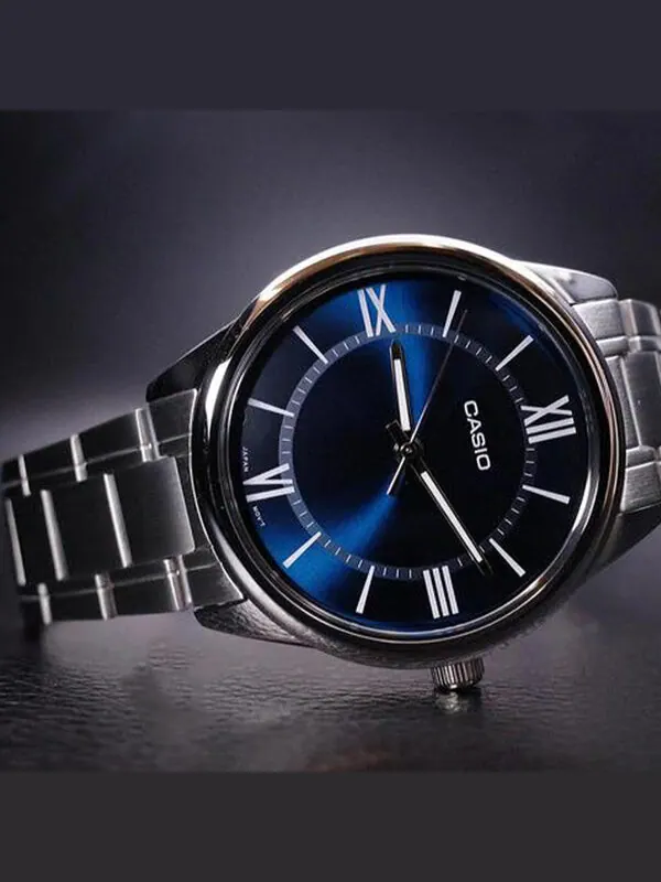 Часы Men's CASIO DRESS Series Minimalistic Retro Small Business Watch Navy Blue Mens Dark Blue — изображение 3 из 4