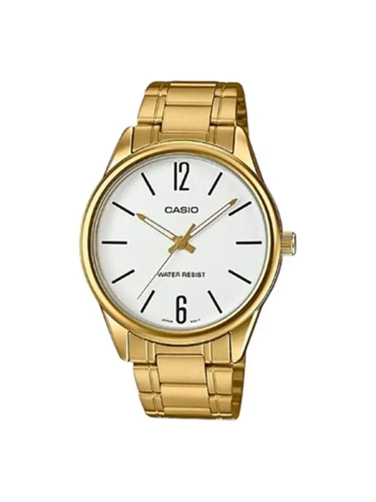 Часы Men's CASIO Fashion Stylish Quartz Steel Strip Waterproof Watch Gold Color Stainless Steel Strap Mens