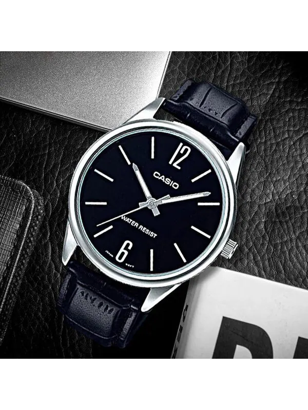 Часы CASIO Quartz Waterproof Mens Black Analog — изображение 2 из 2, оттенок черный