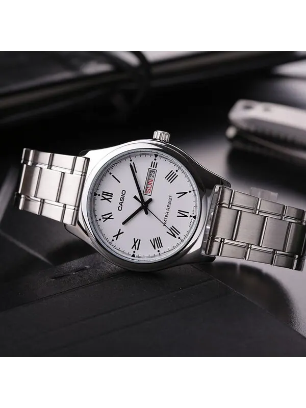 Часы Casio Dress Classic Minimalistic Analog Watch 'Silver Steel White' — изображение 4 из 4, оттенок белый