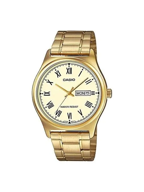 Часы CASIO Stainless Steel Strap Quartz Waterproof Gold DialGold Strap Mens GoldGold Analog — изображение 1 из 3