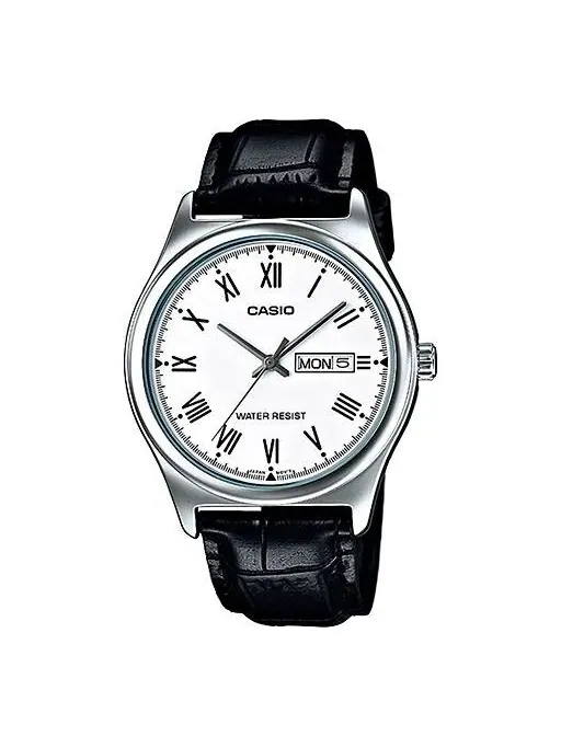 Часы CASIO Waterproof Quartz White DialBlack Strap Mens WhiteBlack Analog — изображение 1 из 4, оттенок черный