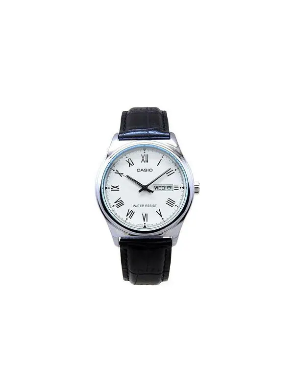 Часы CASIO Waterproof Quartz White DialBlack Strap Mens WhiteBlack Analog — изображение 2 из 4, оттенок черный