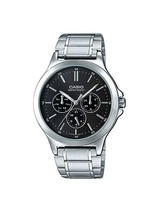 Часы CASIO Waterproof Stainless Steel Men Mens Black Analog — изображение 1 из 3, оттенок черный