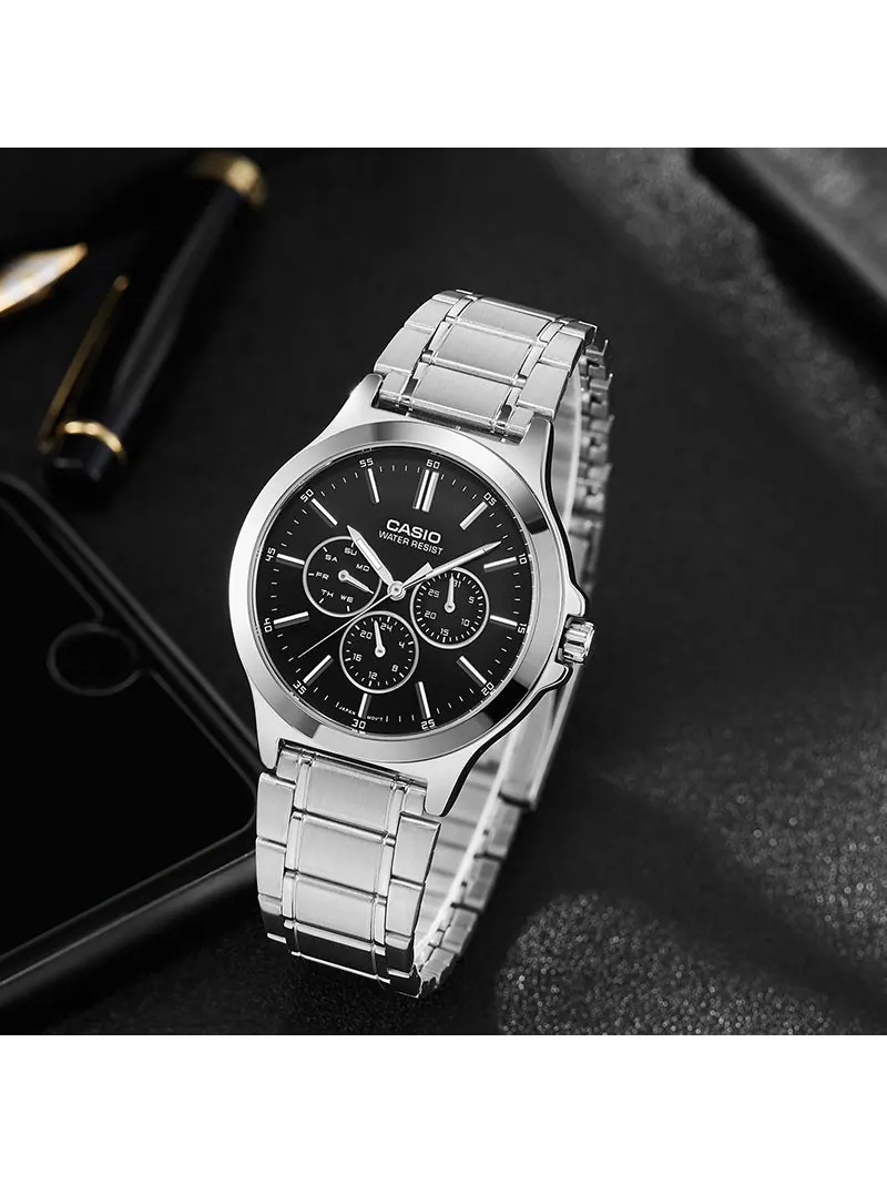 Часы CASIO Waterproof Stainless Steel Men Mens Black Analog — изображение 2 из 3, оттенок черный