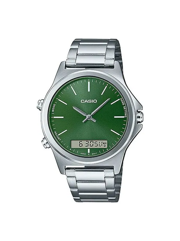 Часы Casio Dress Classic Business Analog-Digital Watch 'Silver Green' — изображение 1 из 2, оттенок зеленый