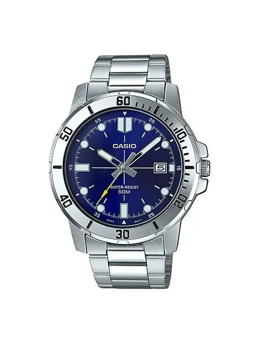 Часы CASIO DRESSSeries Business Men'ses Silver/Blue Stainless Steel Strap Mens SilverBlue Analog — изображение 1 из 4