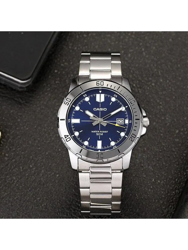 Часы CASIO DRESSSeries Business Men'ses Silver/Blue Stainless Steel Strap Mens SilverBlue Analog — изображение 3 из 4