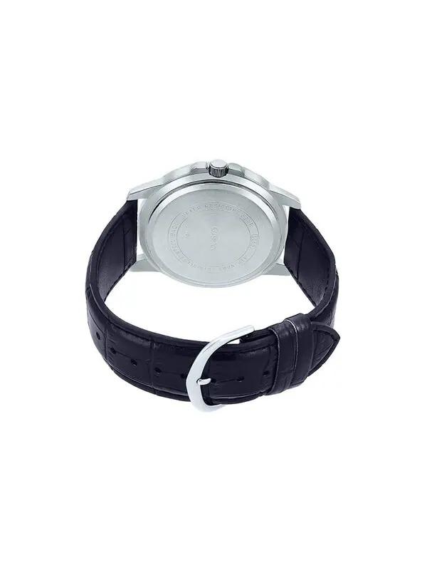 Часы CASIO Leather Band Waterproof Business Style Men Mens Black Analog — изображение 2 из 4, оттенок черный