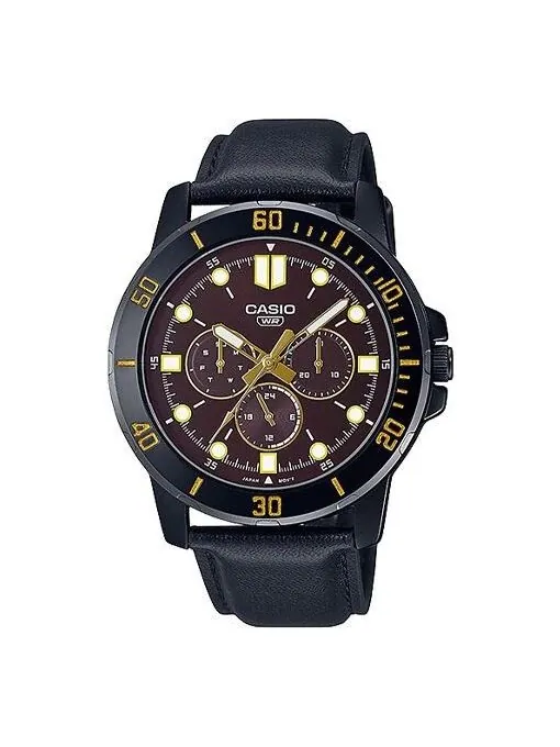 Часы Casio Dress Classic Minimalistic Analog Watch 'Black Burgundy Gold' — изображение 1 из 2, оттенок красный