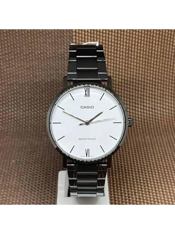 Часы Casio Dress Classic Minimalistic Analog Steel Strap Watch 'Black White' — изображение 4 из 4, оттенок белый