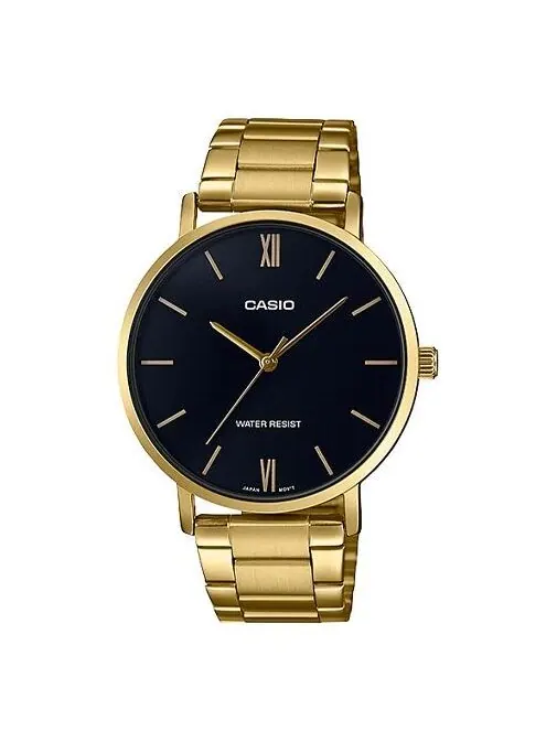 Часы CASIO Stainless Steel Strap Quartz Waterproof Black Dial Mens Black Analog — изображение 1 из 3, оттенок черный
