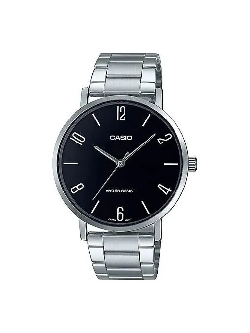 Часы Men's CASIO DRESS Series Black Stainless Steel quartz Casual Watch Analog Mens — изображение 1 из 4, оттенок черный
