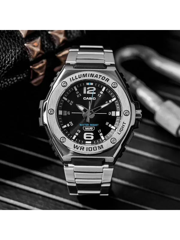 Часы Casio Illuminator Analog Watch 'Silver Black' — изображение 2 из 4, оттенок серебряный