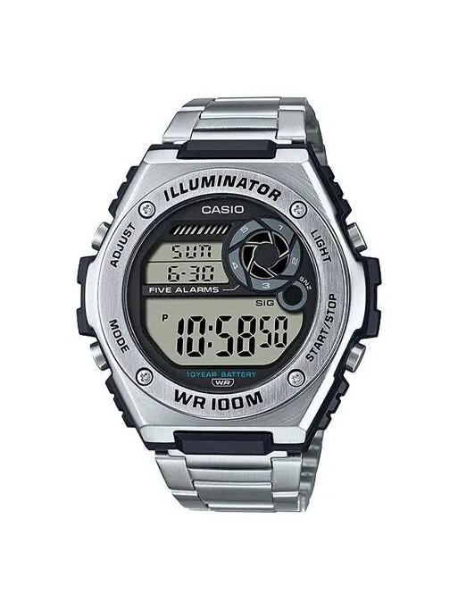 Часы CASIO Quartz Waterproof Sports Mens SilverGray Digital — изображение 1 из 4, оттенок серый