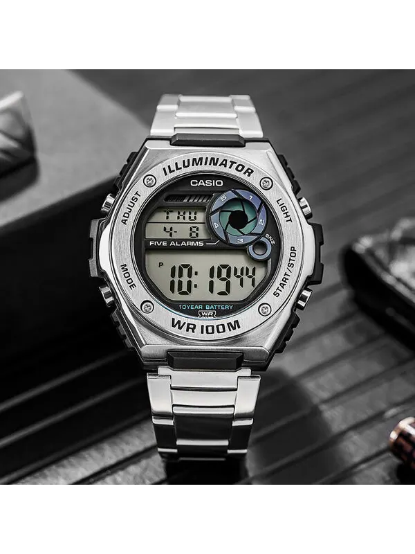 Часы CASIO Quartz Waterproof Sports Mens SilverGray Digital — изображение 2 из 4, оттенок серый