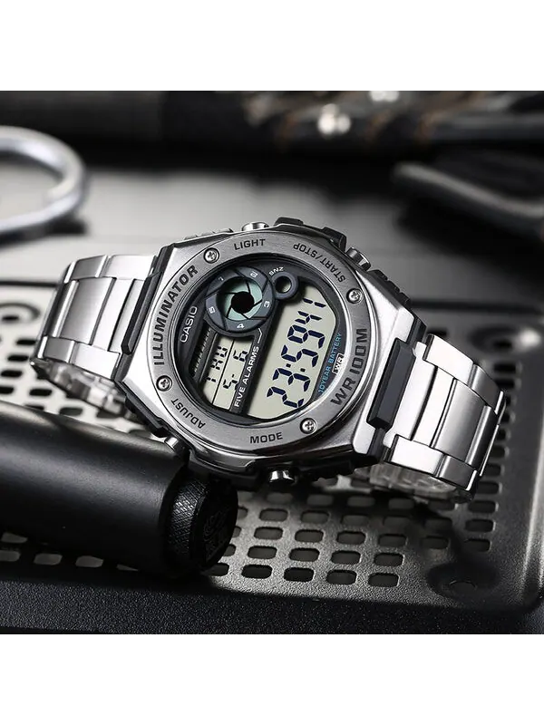 Часы CASIO Quartz Waterproof Sports Mens SilverGray Digital — изображение 4 из 4, оттенок серый