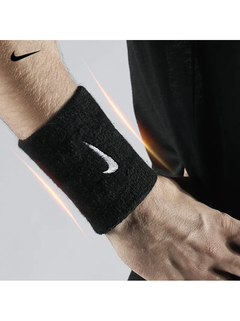 Браслет Nike Swoosh Doublewide 'Black' — изображение 4 из 4, оттенок черный/белый