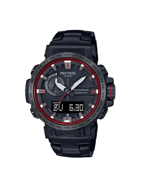 Часы CASIO Solar Powered Sports Mens BlackRed Analog/Digital Combo — изображение 1 из 3, оттенок черный