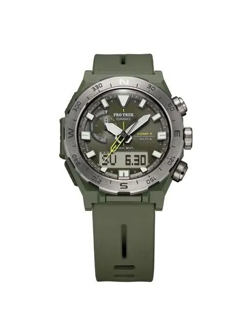 Часы Casio Pro Trek Mountaineering Analog-Digital Watch 'Green Metallic' — изображение 1 из 4, оттенок черный