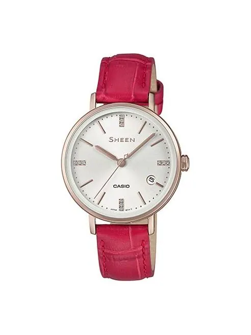 Часы CASIO Quartz Waterproof SHEEN Sapphire Crystal Red Analog — изображение 1 из 2, оттенок красный
