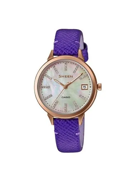Часы CASIO Waterproof SHEEN Sapphire Crystal Purple Analog — изображение 1 из 4, оттенок фиолетовый