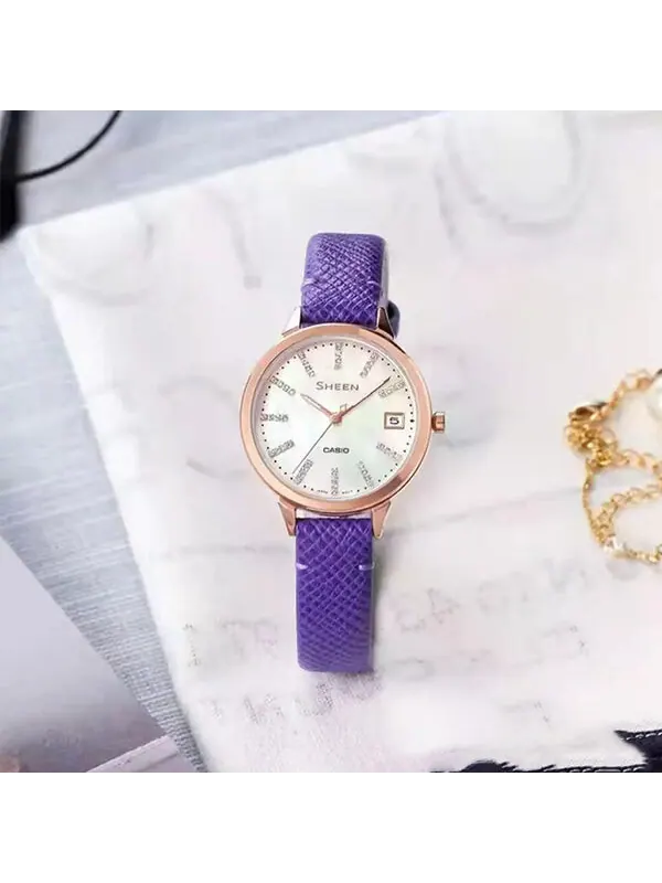 Часы CASIO Waterproof SHEEN Sapphire Crystal Purple Analog — изображение 3 из 4, оттенок фиолетовый