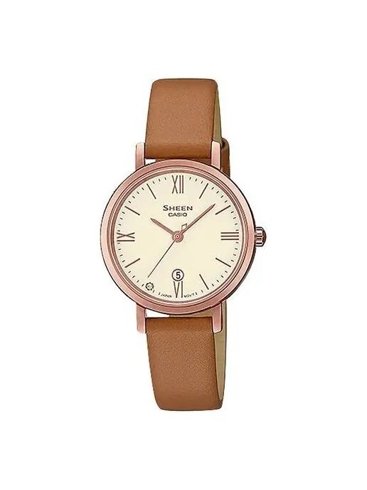 Часы CASIO SHEEN Waterproof Quartz Sapphire Crystal Brown Analog — изображение 1 из 3, оттенок коричневый