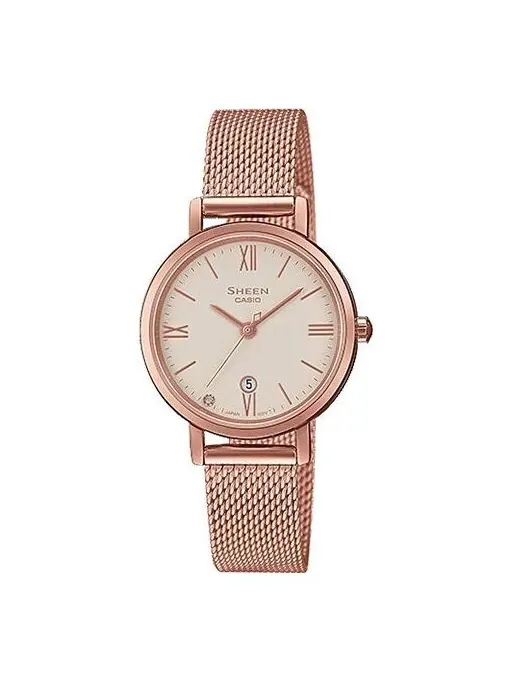 Часы CASIO SHEEN Waterproof Quartz Sapphire Crystal Rose Gold Analog — изображение 1 из 4, оттенок розовый золотистый