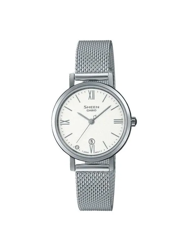 Часы CASIO SHEEN Waterproof Quartz Sapphire Crystal Silver Analog — изображение 1 из 4, оттенок серебряный
