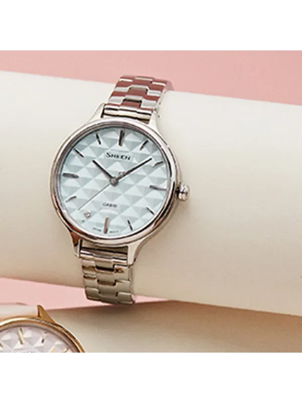 Часы CASIO SHEEN Series Minimalistic 3D Rhombus Business Watch SHE-4545D-2AUPR Light Blue Analog — изображение 2 из 4