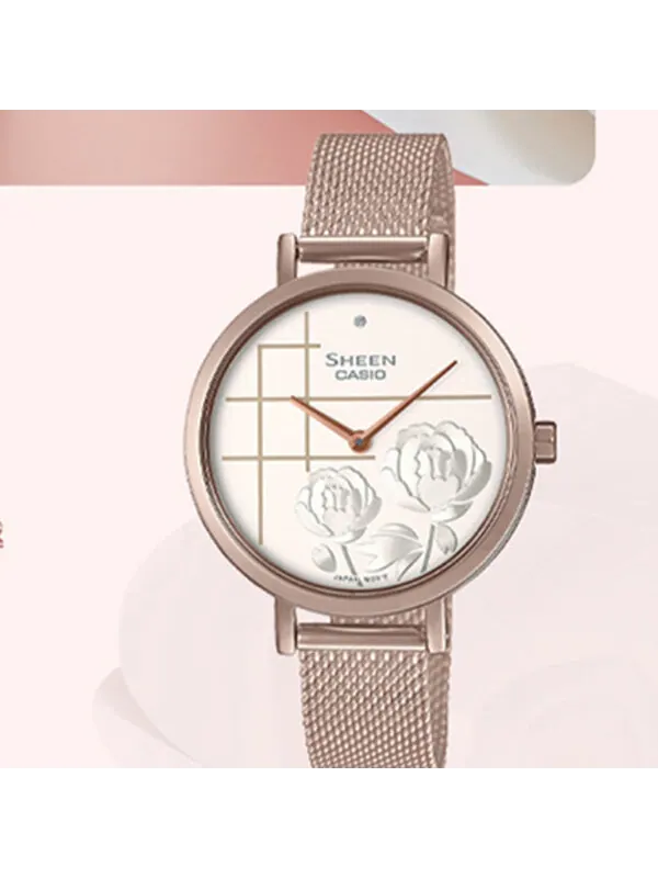 Часы Casio Sheen Peony Analog Watch 'Gold White' — изображение 2 из 4, оттенок белый