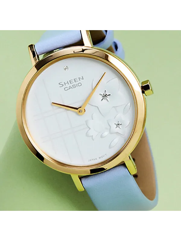 Часы Casio Sheen Minimalistic Analog Watch 'Crystal Light Blue White' — изображение 3 из 4, оттенок светлый синий
