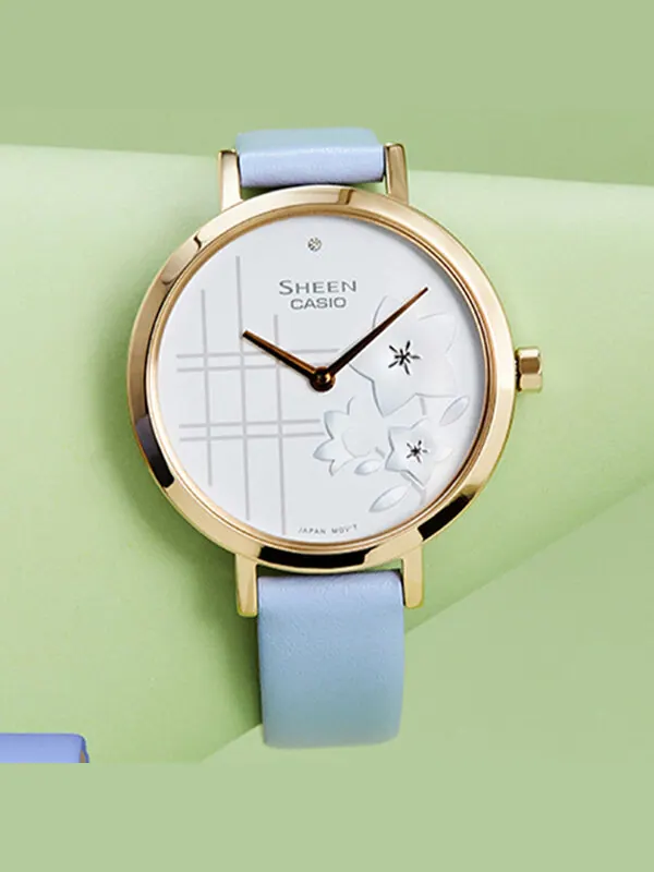 Часы Casio Sheen Minimalistic Analog Watch 'Crystal Light Blue White' — изображение 4 из 4, оттенок светлый синий