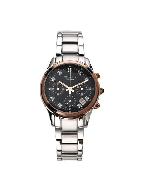 Часы CASIO SHEENSeries Quartzes Business Silver/ Stainless Steel Strap Black Analog — изображение 1 из 2, оттенок черный