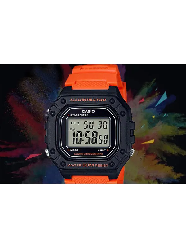 Часы CASIO G Shock Quartz Sports Waterproof Mens OrangeBlack Digital — изображение 2 из 4, оттенок оранжевый черный