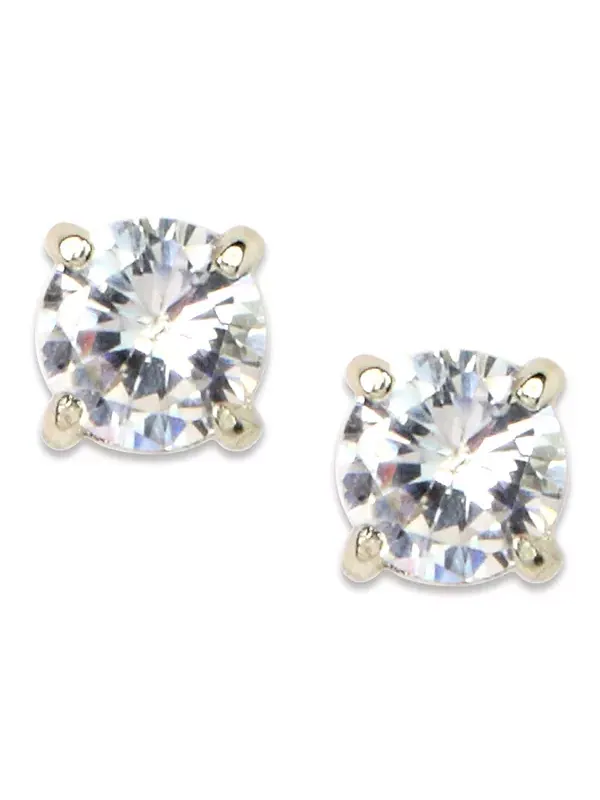 Серьги-Гвоздики с кристаллами 8 мм Anne Klein — изображение 1 из 3, оттенок серебряный