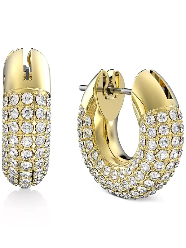 Серьги-Кольца Dextera с золотистым паве из кристаллов, 0,62 дюйма Swarovski — изображение 1 из 3, оттенок золотистый