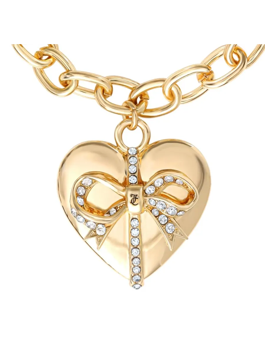 Серьги-подвески в виде двойного сердца Juicy Couture — изображение 6 из 7, оттенок золотистый/прозрачный