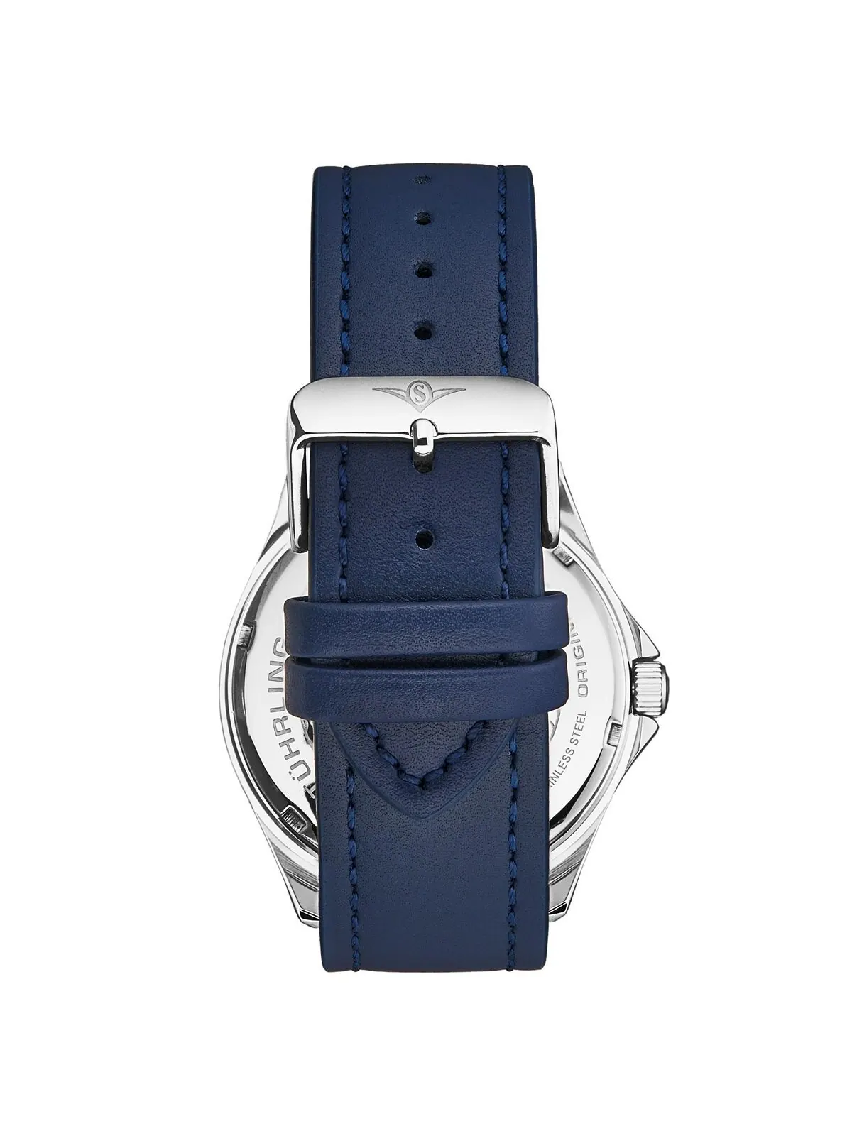 Мужские часы Aviator, синяя кожа, синий циферблат, круглые часы 51 мм Stuhrling — изображение 2 из 2