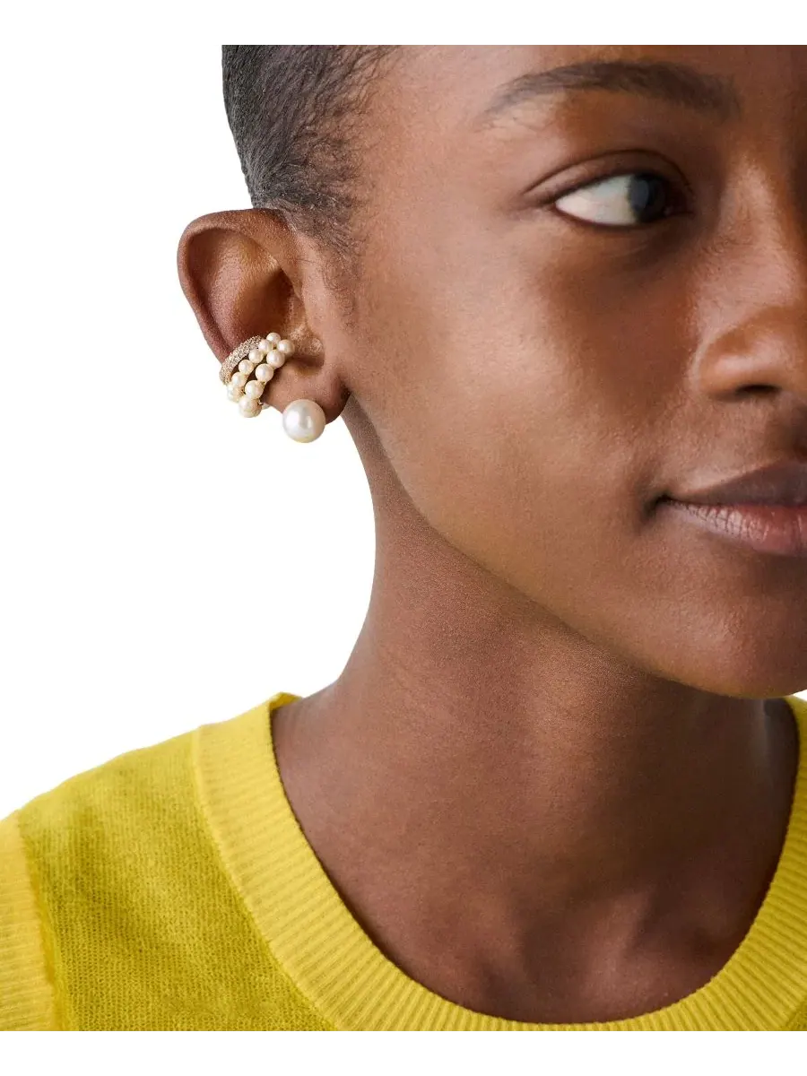 Серьги-каффы с кубическим цирконием и искусственным жемчугом Kate Spade New York — изображение 3 из 4